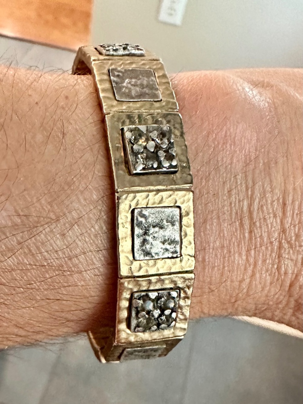 TAT2 Designs Two-Tone Hinged Cuff Silver & Oxidized Detail Bracelet